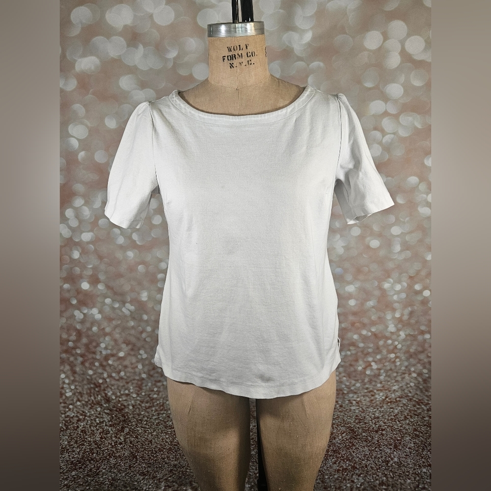 EUC Old Navy Size XL Cream Zipper Back Heavy Weight Tee